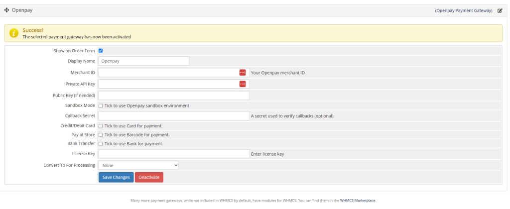OpenPay License keys